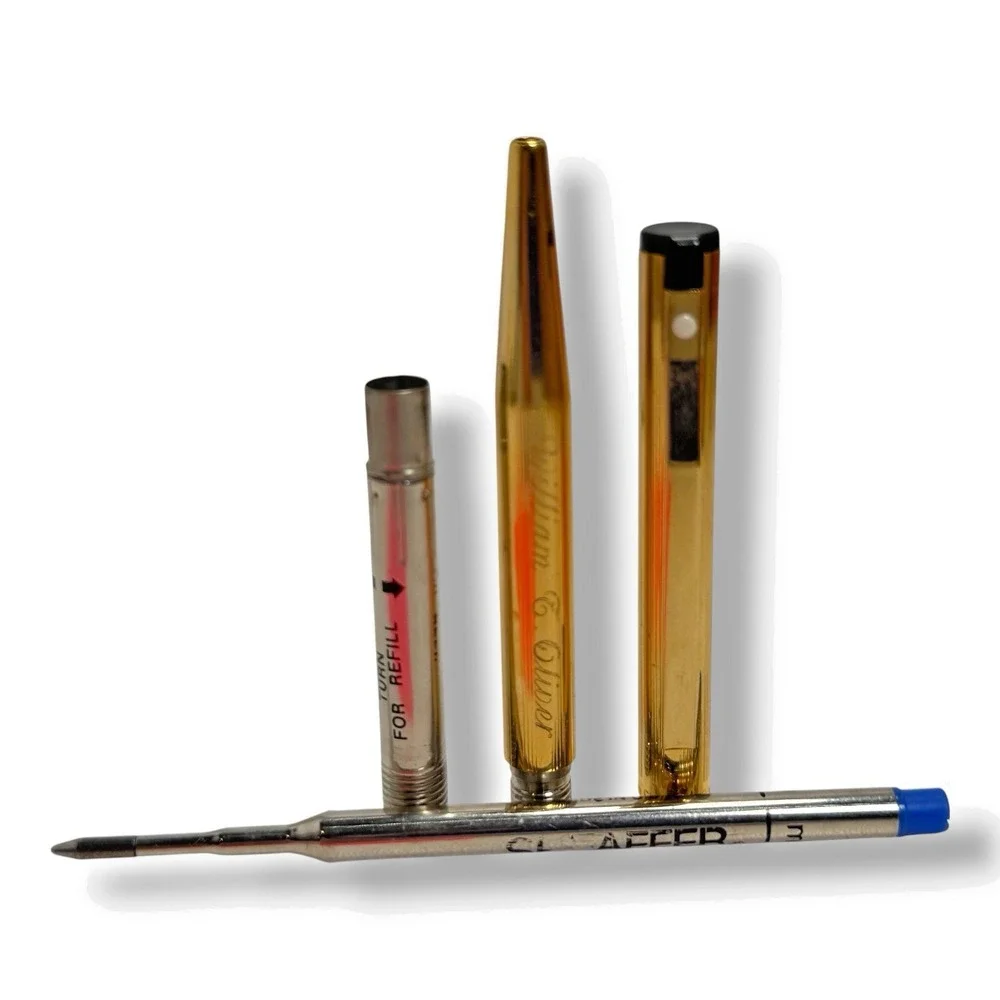 VTG‎ Sheaffer Gold Electroplated Ballpoint Pen White Dot Clip Personalized READ